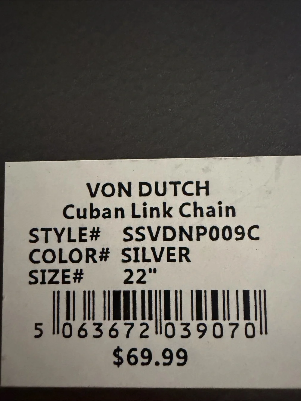 Von Dutch Cross Pendant Necklace NWT